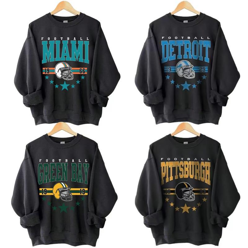 Vintage 90s All Team Football Sweatshirt – 1960s Cowboy Game Day Shirt, Unisex Football Fan Gift Sweater, Team Unisex Shirt for Football Fans