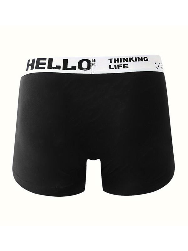 Men's Letter Tape Boxer Brief, Breathable Comfortable Underwear for Daily Wear, Casual Men's Underwear for All Seasons