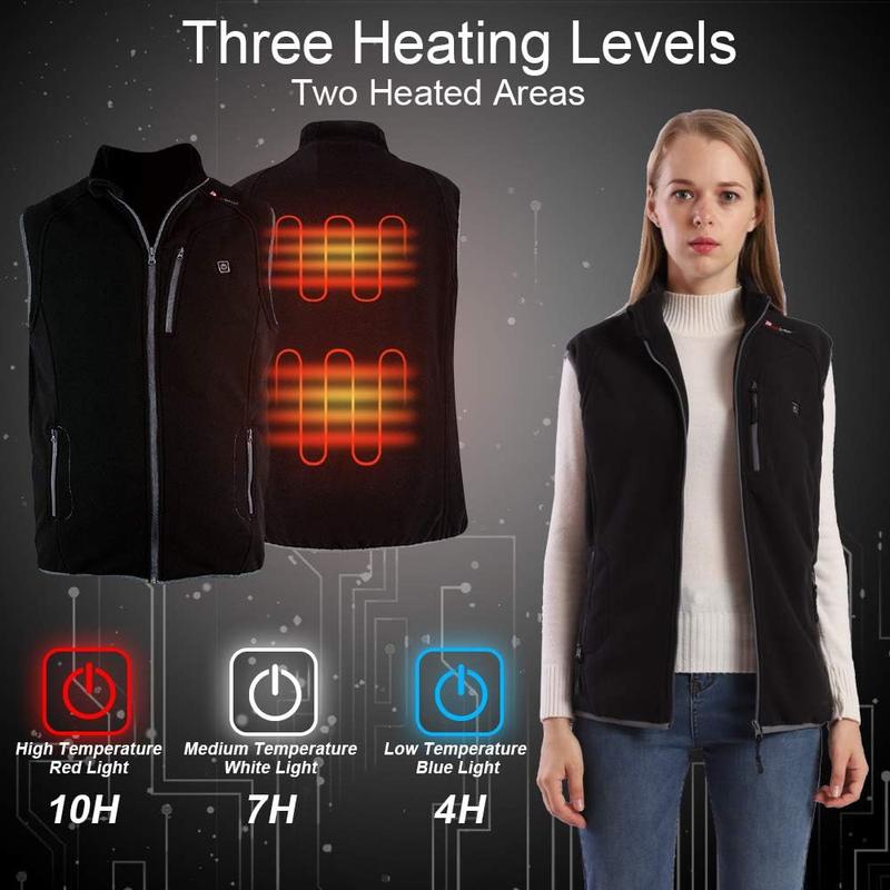 PROSmart Heated Vest Polar Fleece Lightweight Waistcoat with USB Battery Pack for Men and Women (Unisex) Menswear Tops Men's Down Two-Touch LED