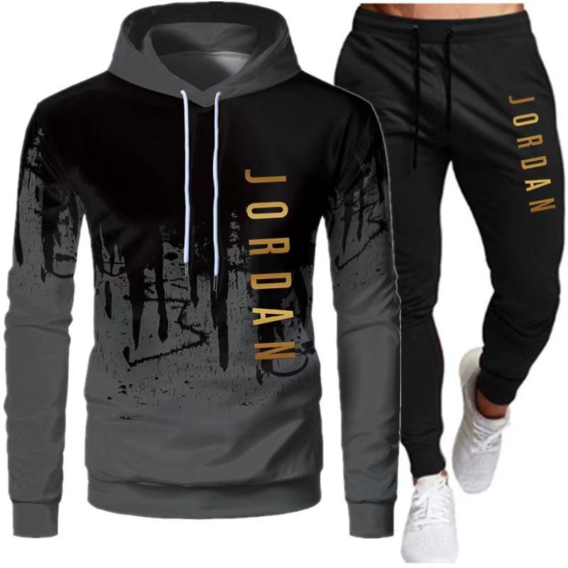 2024 New Men's autumn and winterhoodie set young men andwomen couples sports