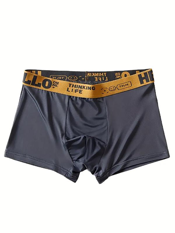 Men's Letter Tape Boxer Brief, Breathable Comfortable Underwear for Daily Wear, Casual Men's Underwear for All Seasons