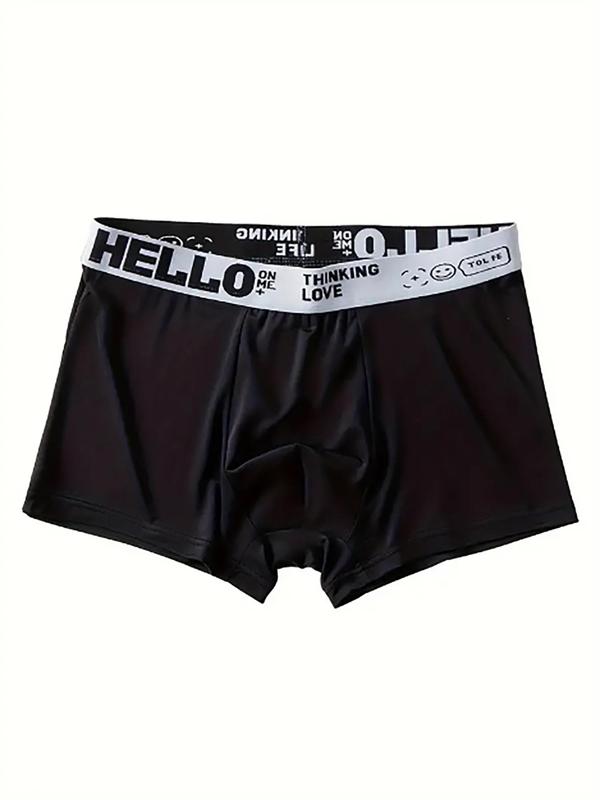 Men's Letter Tape Boxer Brief, Breathable Comfortable Underwear for Daily Wear, Casual Men's Underwear for All Seasons