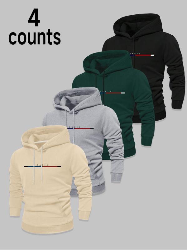 Men's Letter Print Thermal Lined Hoodie, Casual Regular Fit Long Sleeve Hoodie for Fall & Winter, Men's Clothes for Daily Wear