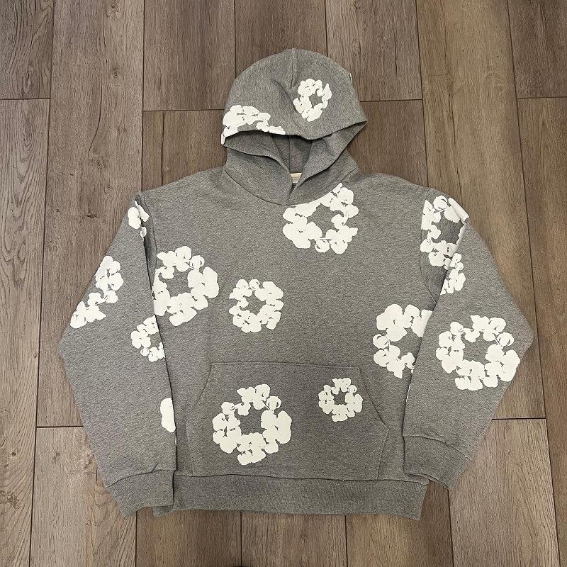 Flower Printed Hoodie Loose-Fitting Hoodie Men's Women's Pullover Suit Male