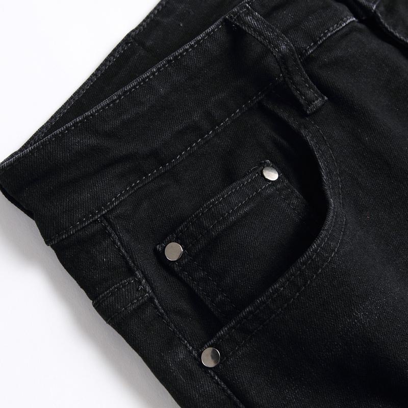 High quality American style Purple Jeans Men High Street Black Paint Dot Knife Cut Hole Repair Low Rise Skinny Denim Pants