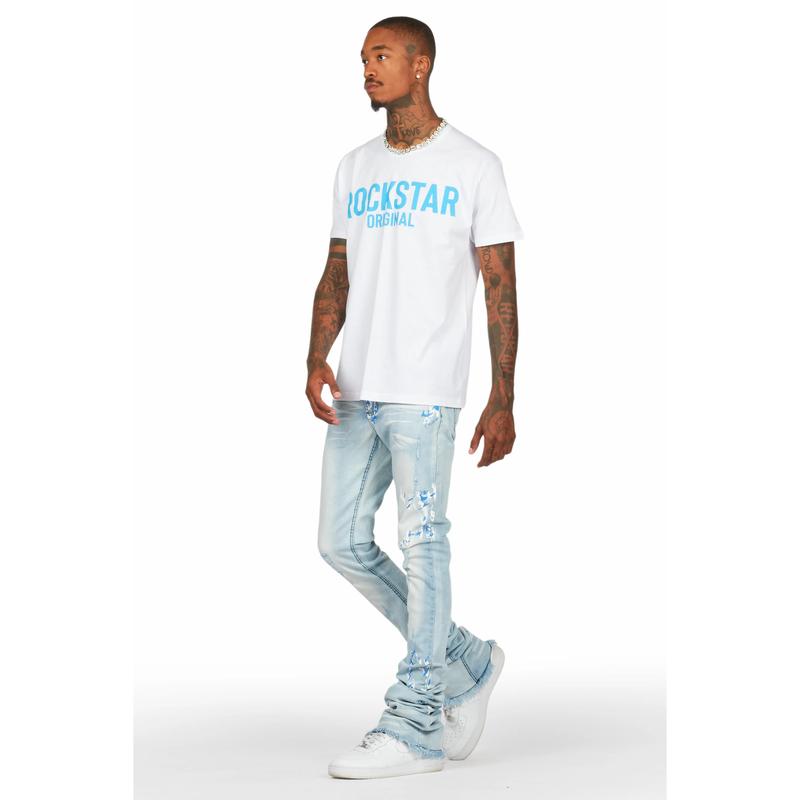 Baraz Blue Painter Super Stacked Flare Jean