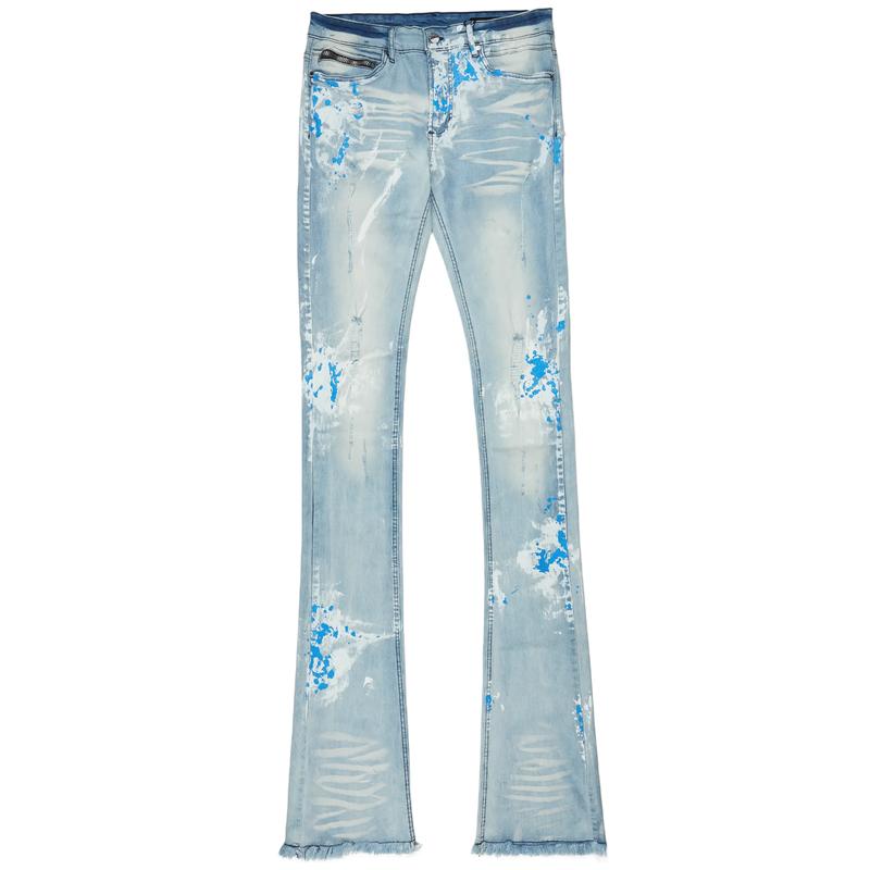 Baraz Blue Painter Super Stacked Flare Jean