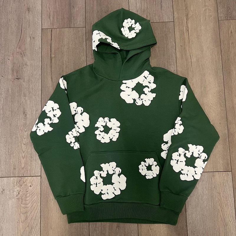 Flower Printed Hoodie Loose-Fitting Hoodie Men's Women's Pullover Suit Male