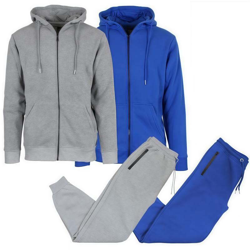 Men's 2-piece fleece-lined full-zip hoodie and comfortable sportswear for men.   Longsleeves