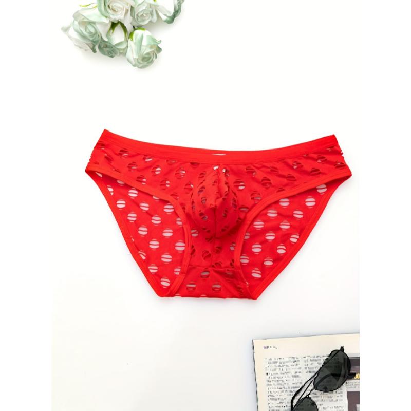 2PCS Multicolor Suit Men's Sexy Low Rise Mesh Fishnet Panties Breathable Cut-Out Briefs Translucent Summer Fashion Intimate Panties Sweet Seductive Lingerie Sexy Bikini Men's Casual Panties Fun Erotic Underwear For Men