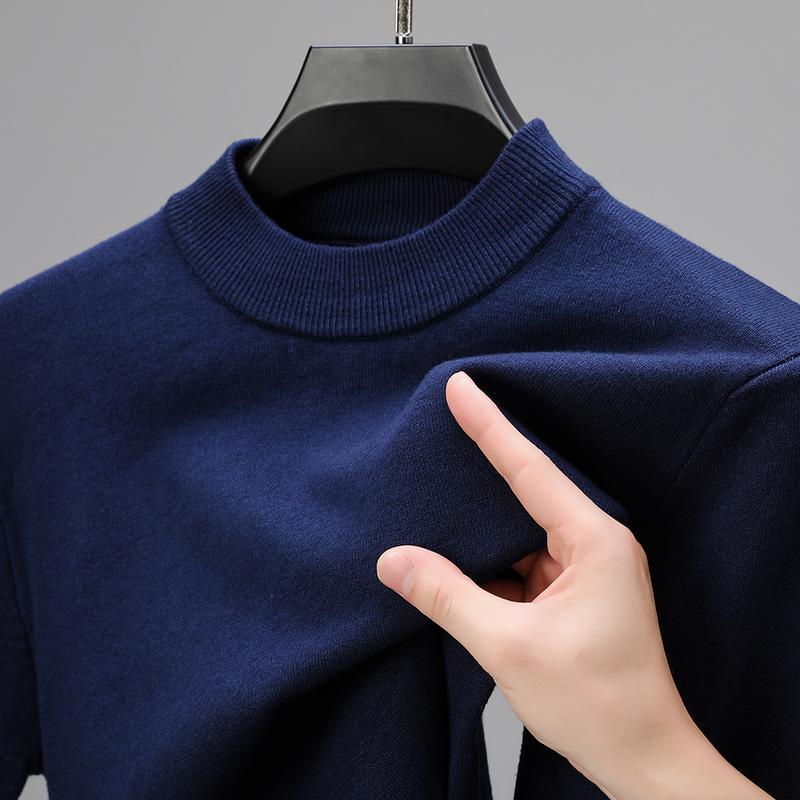 Half Turtleneck Knitwear Sweater New Autumn Winter Mock Neck Sweatshirts Solid Color Pullovers Man Brand Casual Mens Clothing