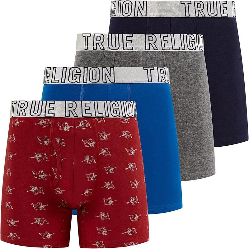 True Religion Mens Boxer Briefs Cotton Stretch Underwear for Men Pack of 4