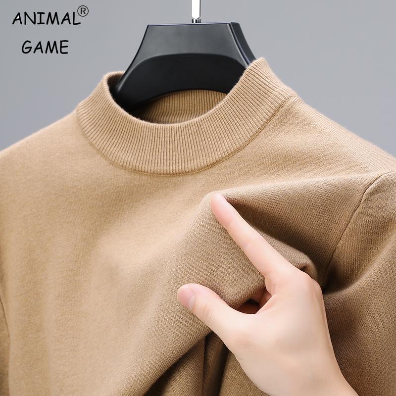 Half Turtleneck Knitwear Sweater New Autumn Winter Mock Neck Sweatshirts Solid Color Pullovers Man Brand Casual Mens Clothing