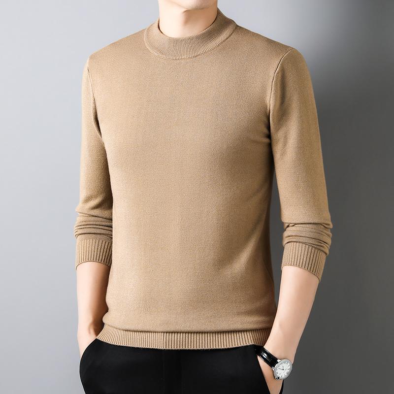 Half Turtleneck Knitwear Sweater New Autumn Winter Mock Neck Sweatshirts Solid Color Pullovers Man Brand Casual Mens Clothing