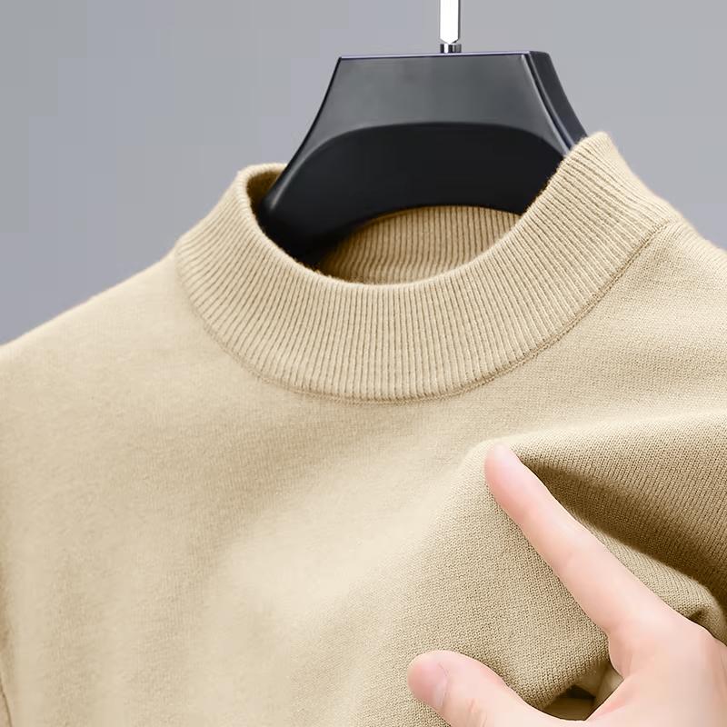 Half Turtleneck Knitwear Sweater New Autumn Winter Mock Neck Sweatshirts Solid Color Pullovers Man Brand Casual Mens Clothing