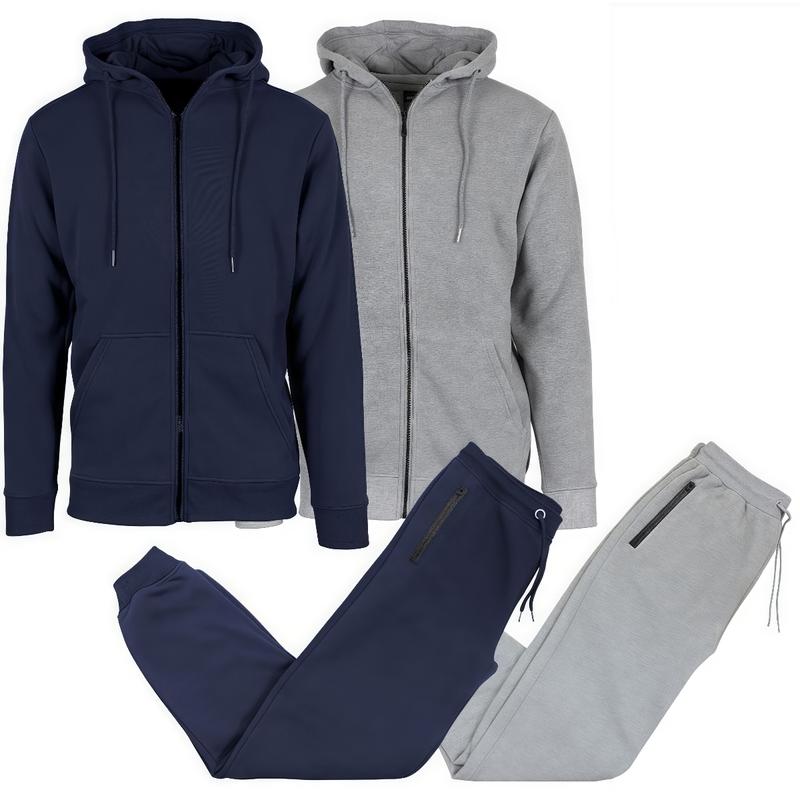 Men's 2-piece fleece-lined full-zip hoodie and comfortable sportswear for men.   Longsleeves