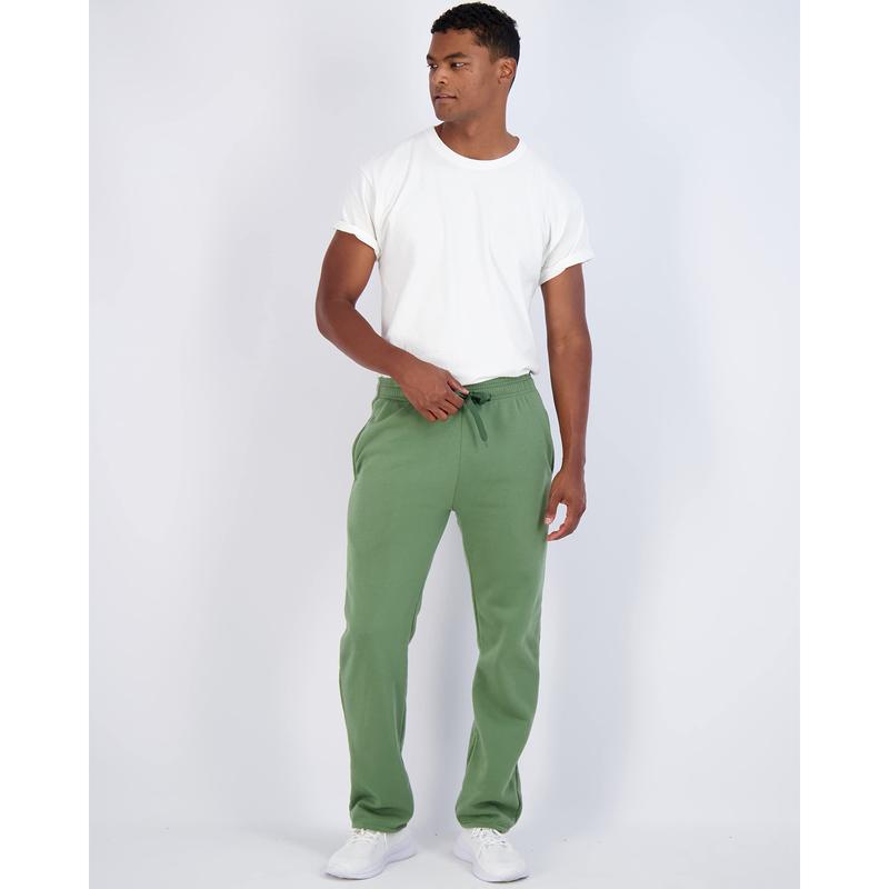 Real Essentials 3 Pack: Men's Tech Fleece Athletic Casual Open Bottom Sweatpants with Pockets (Available in Big & Tall)