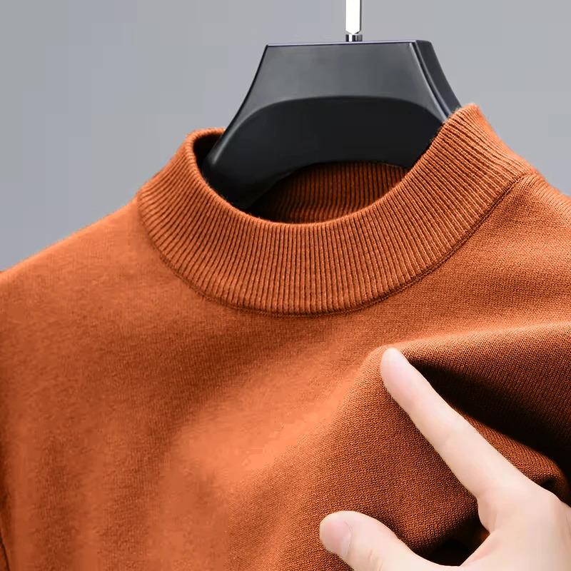 Half Turtleneck Knitwear Sweater New Autumn Winter Mock Neck Sweatshirts Solid Color Sweaters Man Brand Casual Mens Clothing