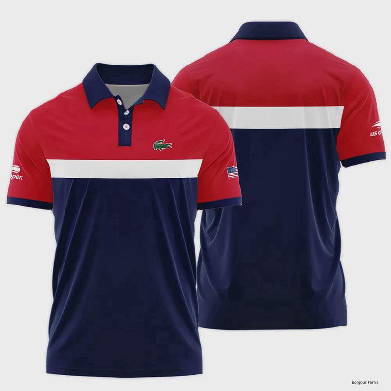 Lacoste Blue Red White Background US Open Tennis Champions Polo Shirt Style Classic Polo Shirt For Men