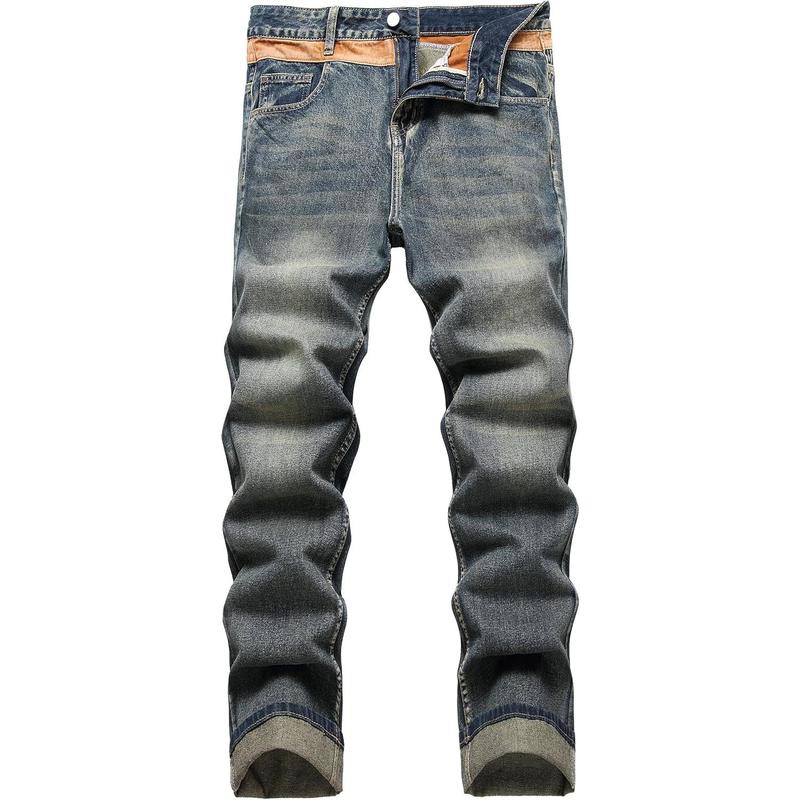 Men's Ripped Distressed Destroyed Slim Fit Straight Leg Denim Jeans