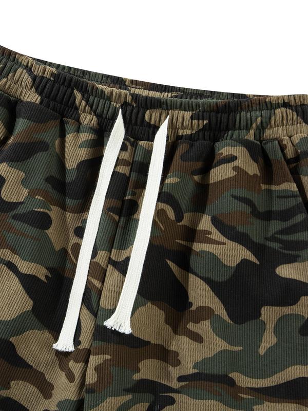 Men's Camo Print Drawstring Waist Sweatpants, Regular Fit Casual Comfy Pants for Fall & Winter, Men's Trousers for Daily Wear