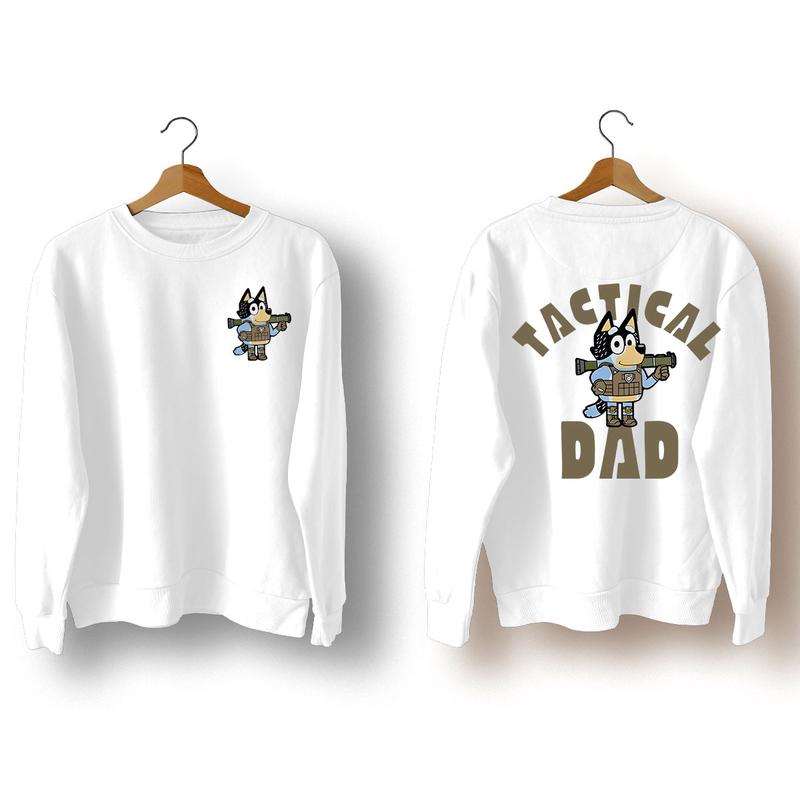 Bluey Dad Shirt - Military Dad - Gift for Toddler Dad - Bluey Shirt Dad - Bluey Shirt Adult - Tactical Dad - Bluey Dad - First Fathers Day Cotton Menswear Top Polyester