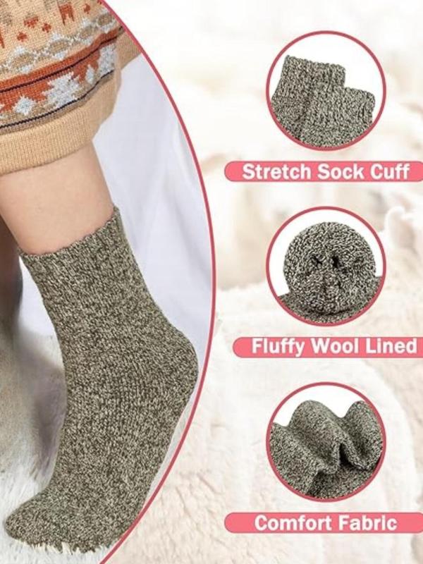 Men's Solid Color Thermal Lined Mid-calf Socks, Casual Soft Comfy Warm Crew Socks for Fall & Winter, Men's Socks for Daily Wear