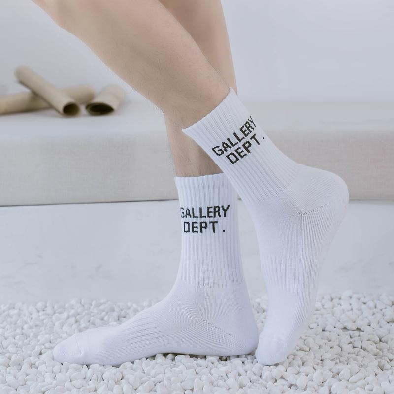 Letter Gallery Hip Hop Cotton Crew Socks for Men and Women - Lightweight and Foldable - Everyday, Comfortable