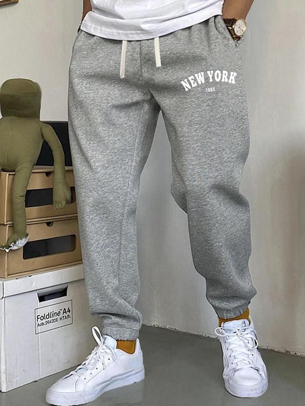 Men's Letter Print Drawstring Waist Sweatpants, Casual Loose Pocket Jogger Pants for Summer, Fashion Men's Bottoms for Daily Wear