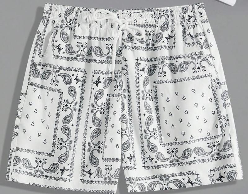 Loose Fit Men's Paisley Print SPORT Shorts With Drawstring Waist VIRAL MENSWEAR Stylish Gym