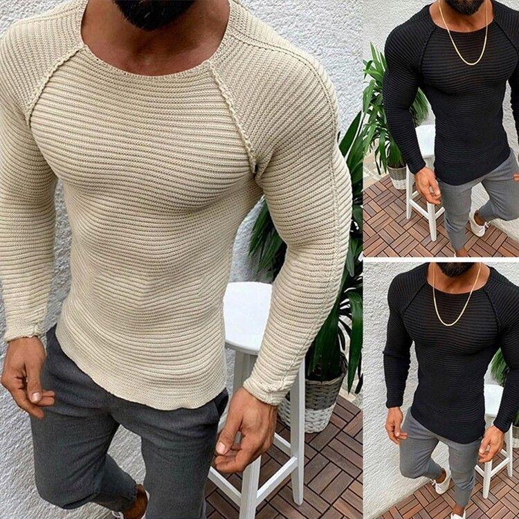 Slim-Fit Long-Sleeved round Neck Sweater Pullover Sweater Men's Sweater Fashion Casual Temperament