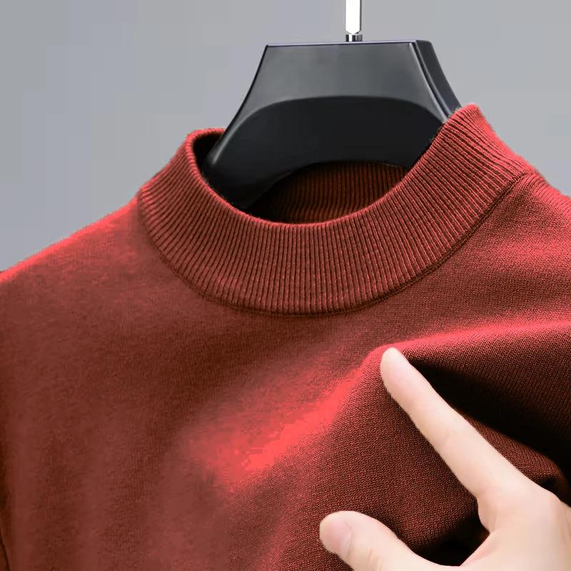 Half Turtleneck Knitwear Sweater New Autumn Winter Mock Neck Sweatshirts Solid Color Sweaters Man Brand Casual Mens Clothing