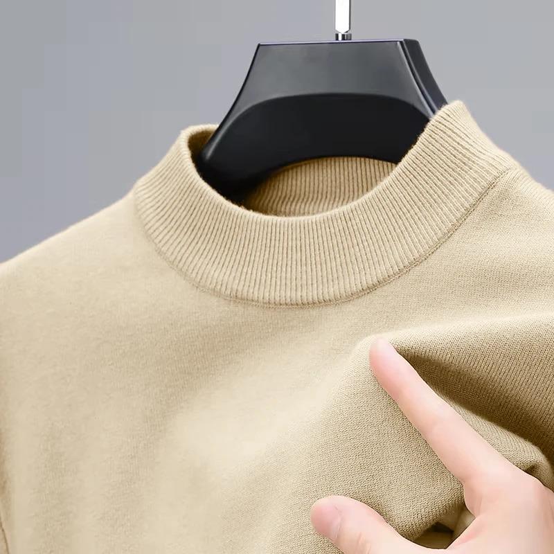 Half Turtleneck Knitwear Sweater New Autumn Winter Mock Neck Sweatshirts Solid Color Sweaters Man Brand Casual Mens Clothing