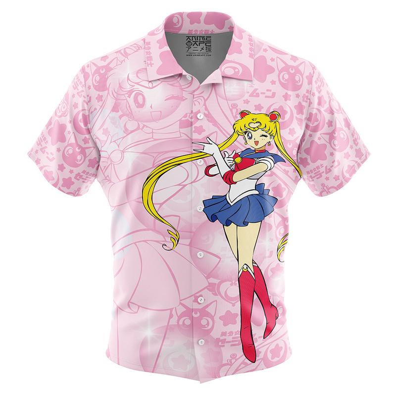 Kawaii Sailor Moon Button Up Hawaiian Shirt