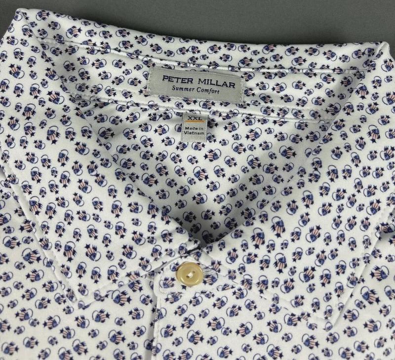 Peter Millar Golf Shirt Polo CS Summer Comfort Angry Anglers Print XXL White NWT