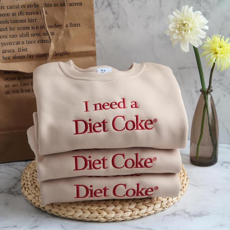 Embroidered I NEED A DIET COKE Sweatshirts, Trendy Sweatshirt, Custom Embroidery Sweatshirt, Bride Gift