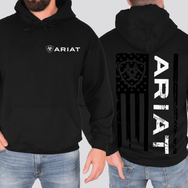 Ariat Hoodie - Classic American Flag Design with Bold Ariat Logo, Perfect for Western Lifestyle Enthusiasts