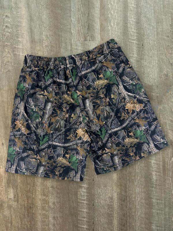 Men's Plants & Letter Print Drawstring Waist Shorts, Regular Fit Casual Pocket Shorts for Summer, Fashion Men's Bottoms for Daily Wear