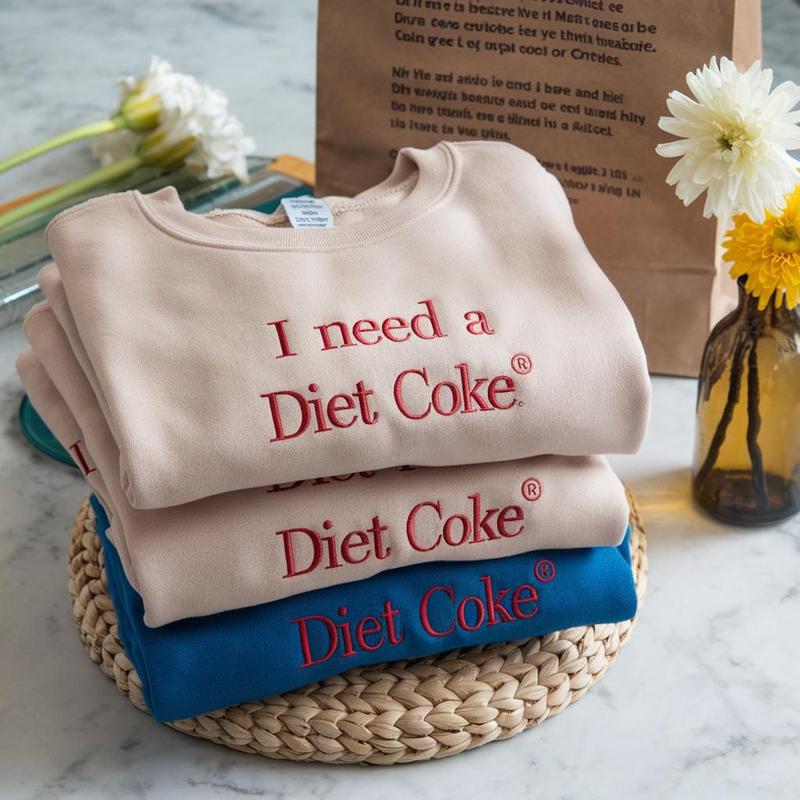 Embroidered I NEED A DIET COKE Sweatshirts, Trendy Sweatshirt, Custom Embroidery Sweatshirt, Bride Gift