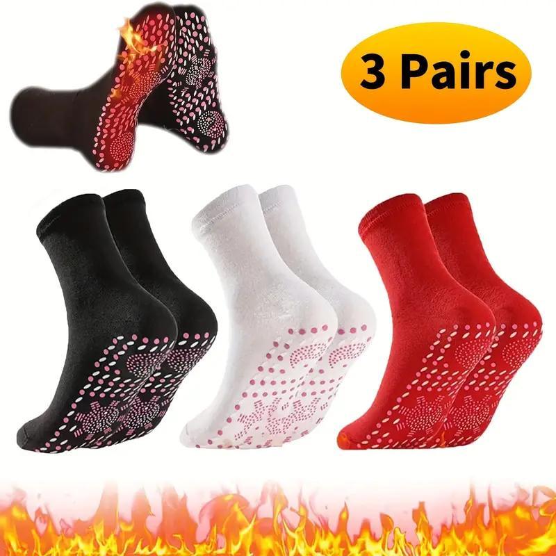 Foot Massage Socks, 3 Pairs Self-heating Acupressure Socks, Blood Circulation Massage Socks, Comfortable Warm Socks for Men & Women, Christmas Gift