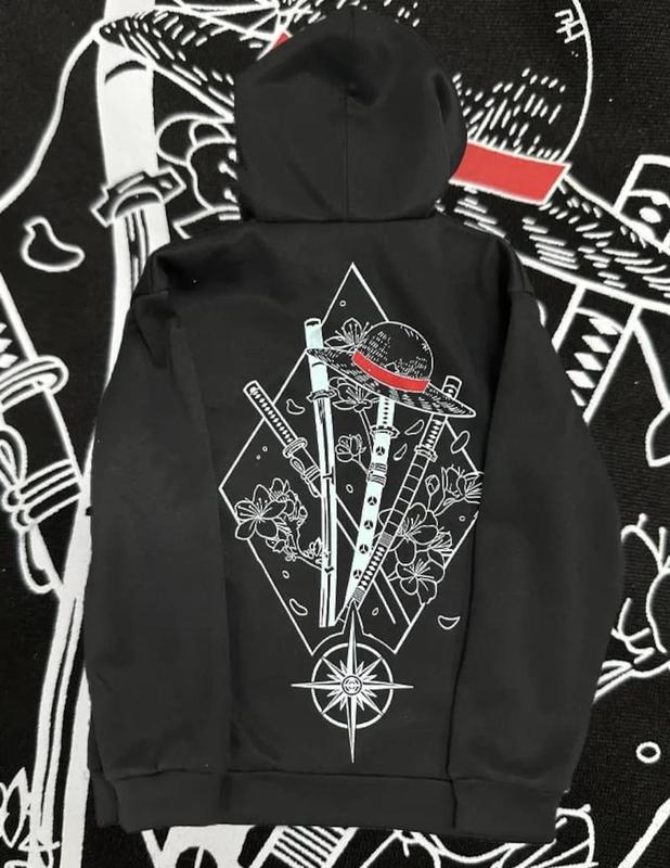 One Piece Sword Hoodie, Minimalist Manga-Inspired Sweatshirt, Iconic Straw Hat Design, Perfect for Anime Enthusiasts, Unisex hoodie