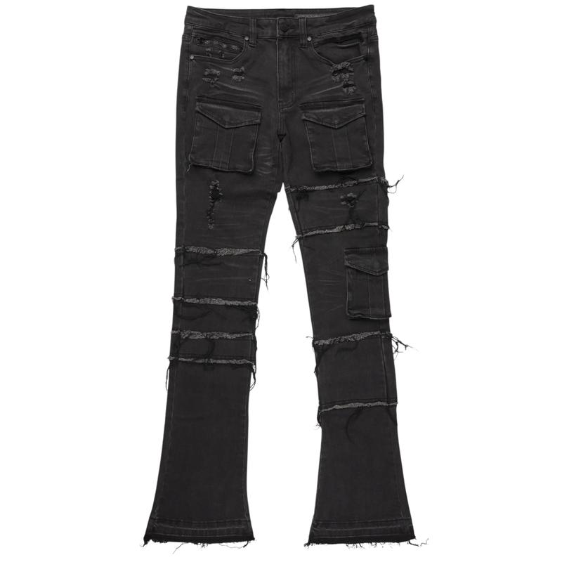 Folant Dark Grey Stacked Cargo Flare Jean