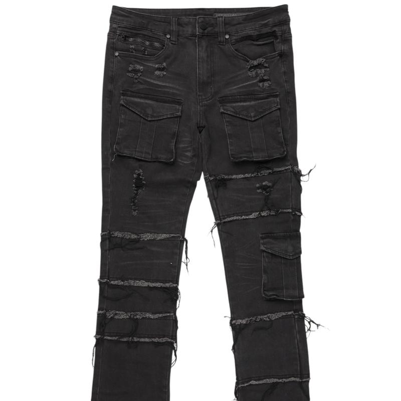 Folant Dark Grey Stacked Cargo Flare Jean