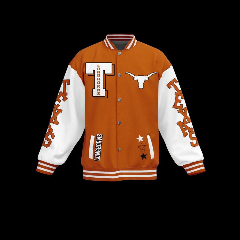 Texas Longhorns NCAA New Bomber Baseball Jacket For Fan,  Baseball Jacket Fashion Outer Hip Hop Sweatshirt