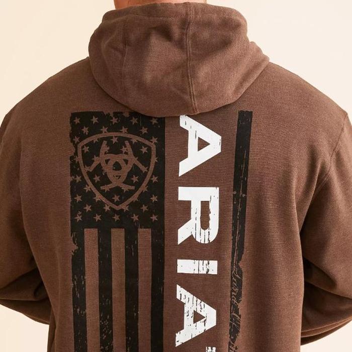 Ari Hoodie, Classic American Flag Design with Bold Logo, Unisex Hoodie in Patriotic Style for Western Enthusiasts