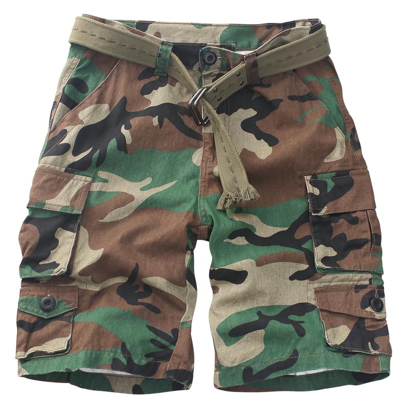 Cargo Short for Men Relaxed Fit Camo Outdoor Hiking Work Cotton Casual Shorts with 9 Pockets (No Belt)