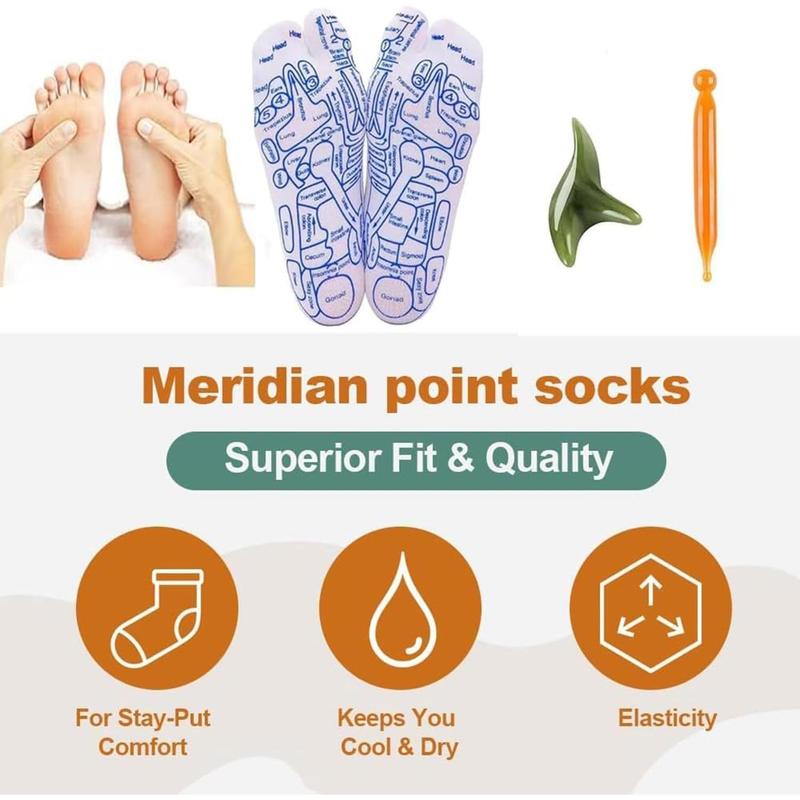 Foot Reflexology Socks with Massage Tools for Body Care - Set of 2 Acupressure Socks for Men and Women - Man, Womenswear Cotton Smooth Soft Tropical