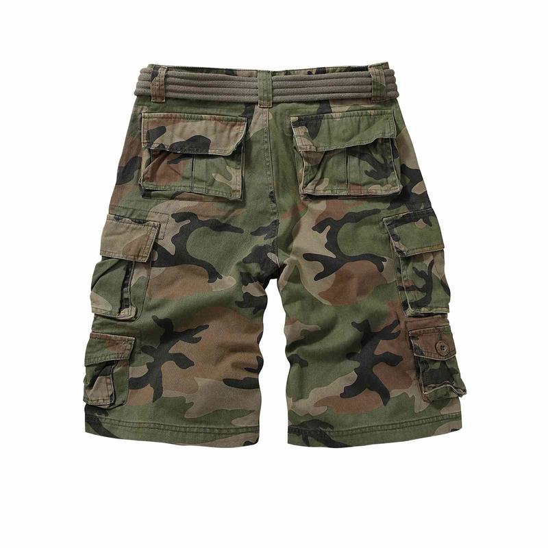 Cargo Short for Men Relaxed Fit Camo Outdoor Hiking Work Cotton Casual Shorts with 9 Pockets (No Belt)