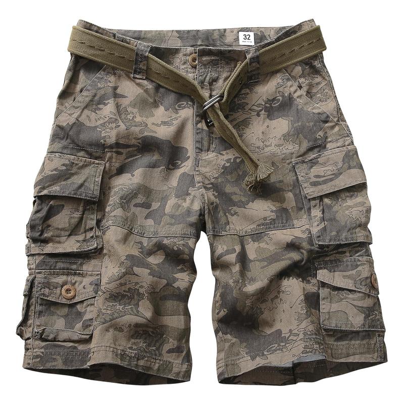 Cargo Short for Men Relaxed Fit Camo Outdoor Hiking Work Cotton Casual Shorts with 9 Pockets (No Belt)