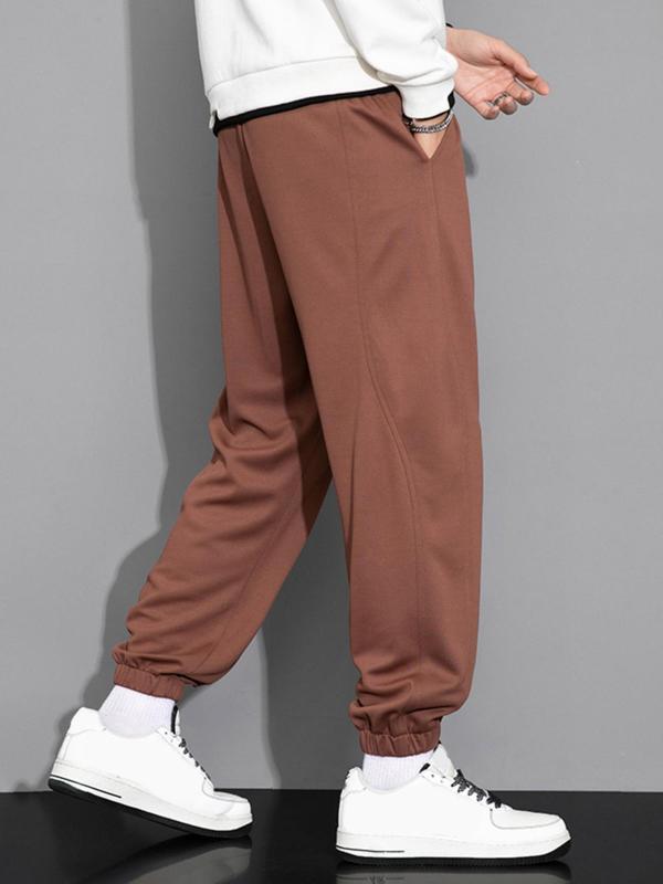 Men's Loose Letter Print Pocket Drawstring Sweatpants, Casual Cozy Elastic Waist Trousers For Daily Wear, Men's Bottoms For Spring & Fall